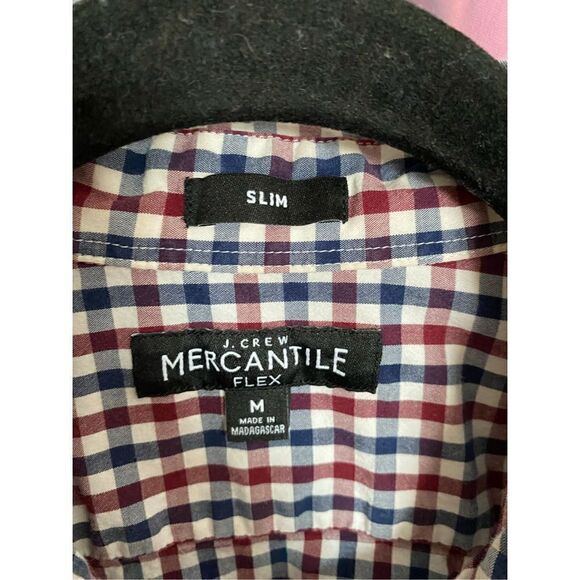 J.Crew mercantile, men’s slim fit checkered button front shirt, med - Picture 4 of 4